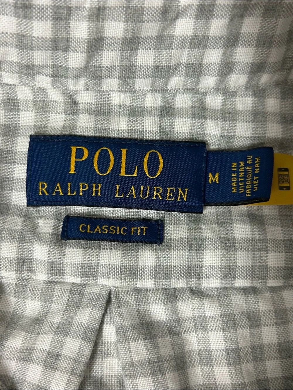 Polo Ralph Lauren Shirt Men’s M Gray White Check Long Sleeve Button Up Oxford